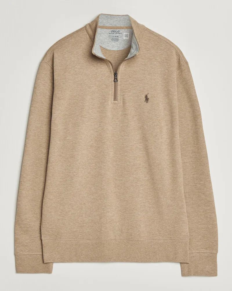 Ralph Lauren Double Knit Half Zip Warm Brown Braun