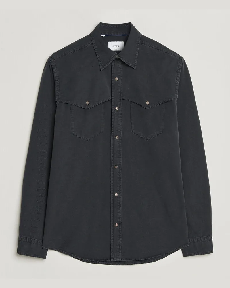 Eton Indigo Western Shirt Black Schwarz