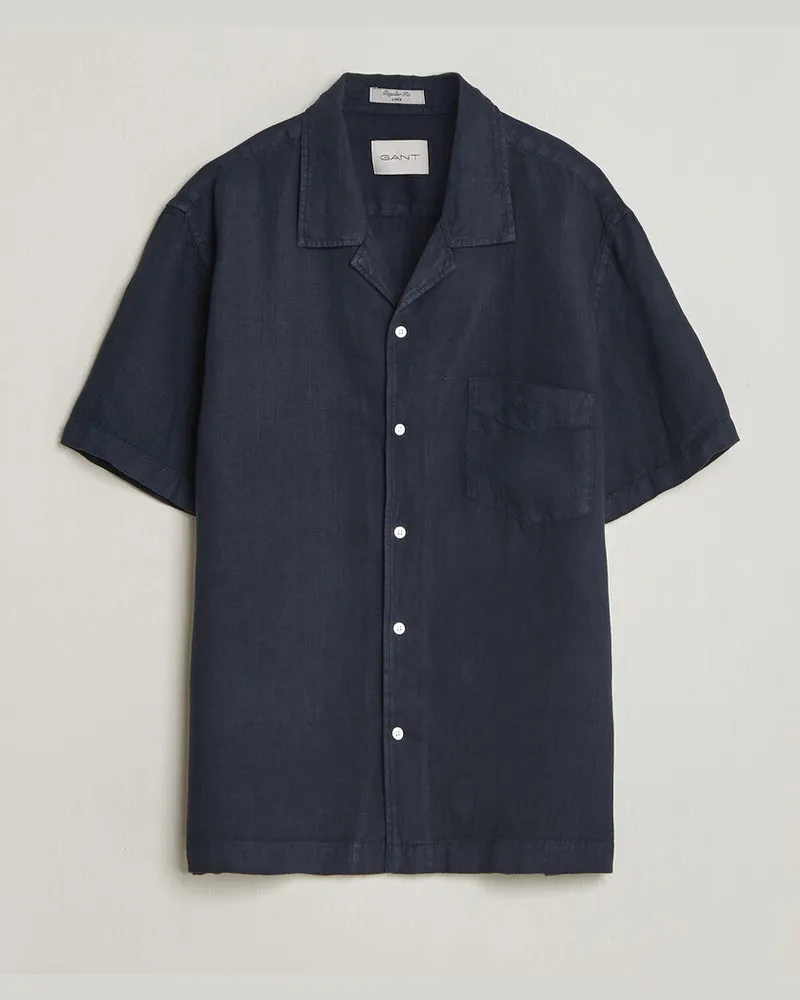 Gant Regular Fit Garment Dyed Camp Shirrt Evening Blue Blau
