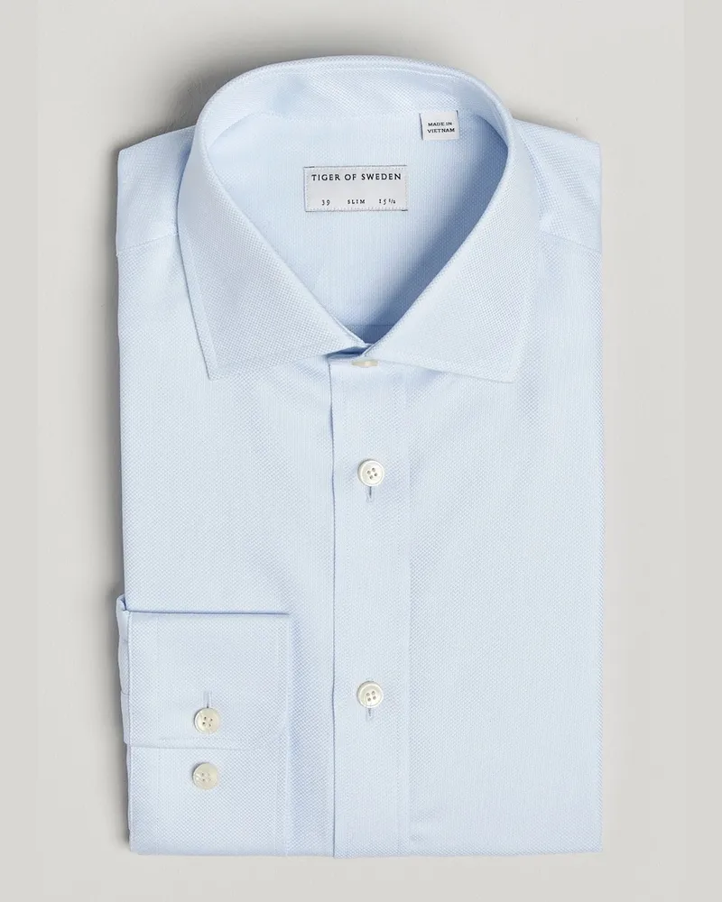 Tiger of Sweden Adley Structured Slim Fit Cut Away Shirt Light Blue Blau