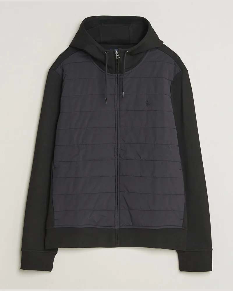 Ralph Lauren Double Knitted Jaquard Full Zip Hoodie Polo Black Schwarz