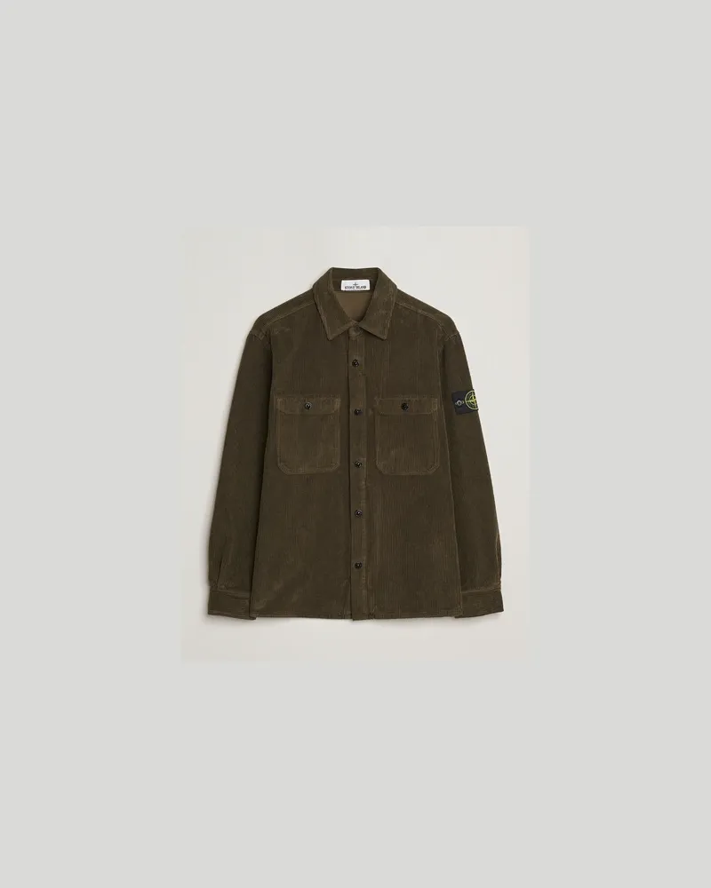 Stone Island Organic Cotton Cord Overshirt Military Green Grün