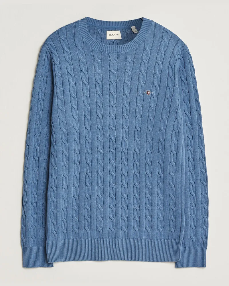 Gant Cotton Cable Crew Neck Blue Horizon Blau