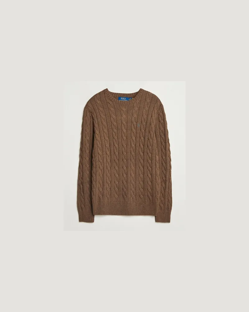 Ralph Lauren Cotton Cable Pullover Coffee Brown Heather Braun
