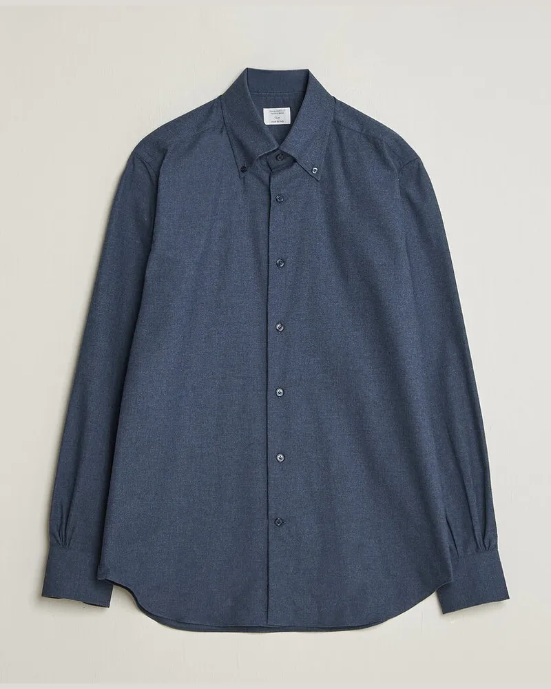 MAZZARELLI Soft Flannel Button Down Shirt Navy Blau