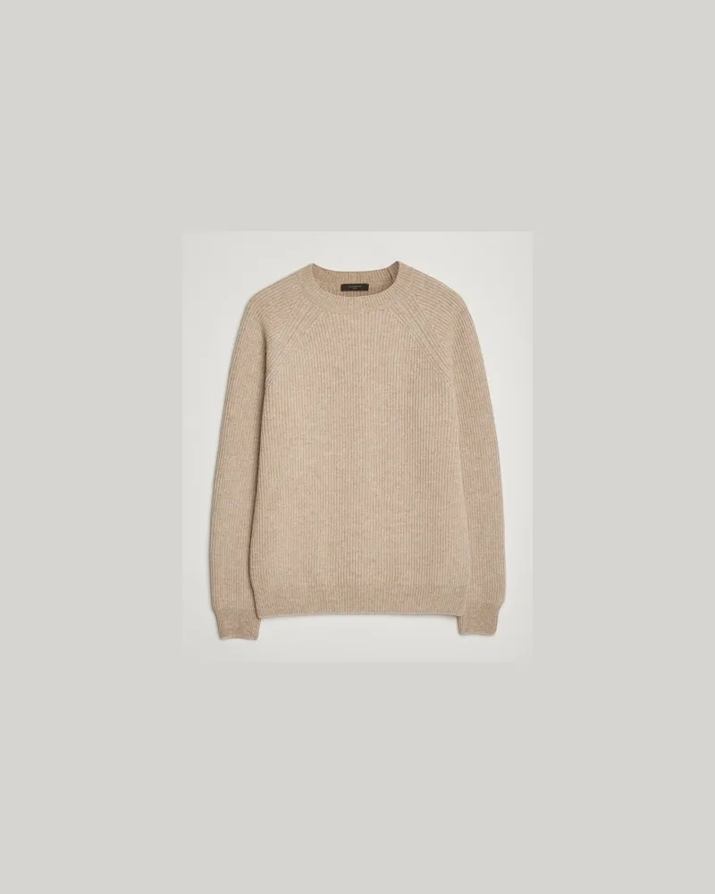Zanone Fisherman Rib Wool Sweater Beige Beige