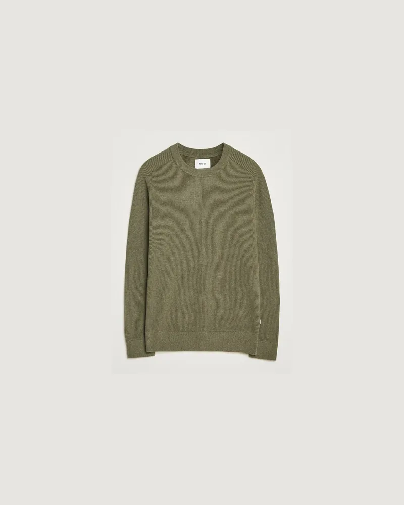 NN 07 Kevin Cotton Knitted Sweater Capers Green Grün