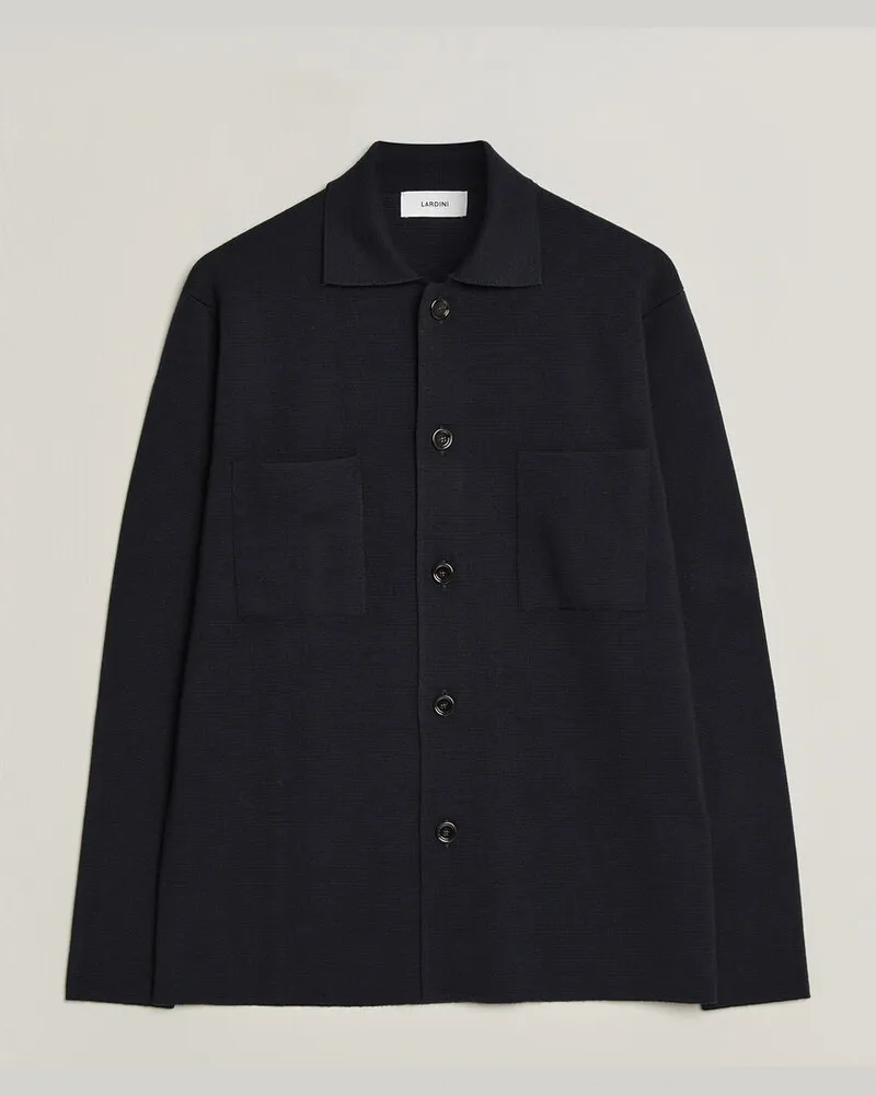 LARDINI Knitted Pocket Overshirt Navy Blau