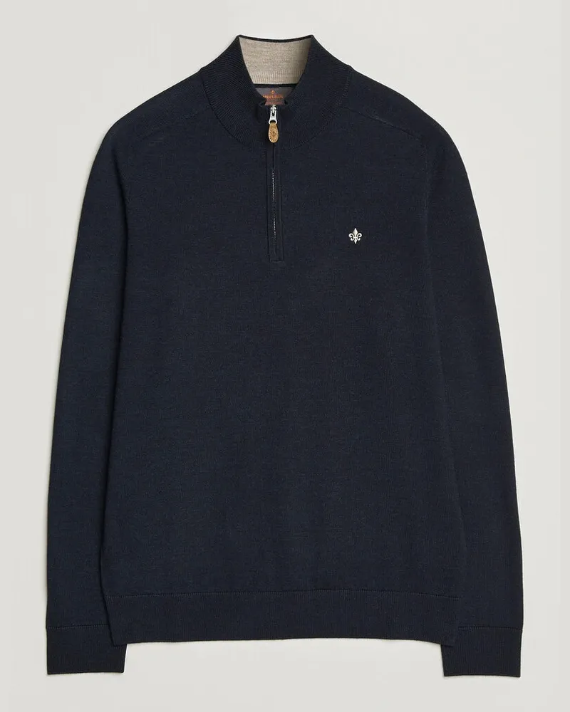 Morris John Merino Half Zip Navy Blau