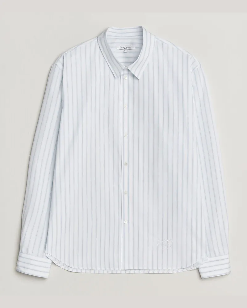 Kitsuné Casual Striped Shirt Blue/White Weiß