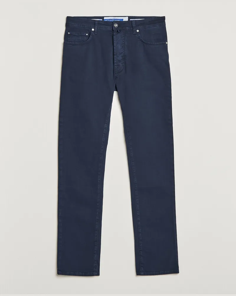 Jacob Cohën Bard Garment Dyed Gabardine Trousers Navy Blau