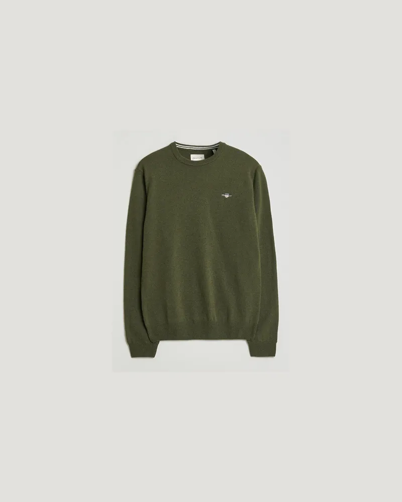 Gant GANT Superfine Lambswool Crew Neck Khaki Green Melange Grün
