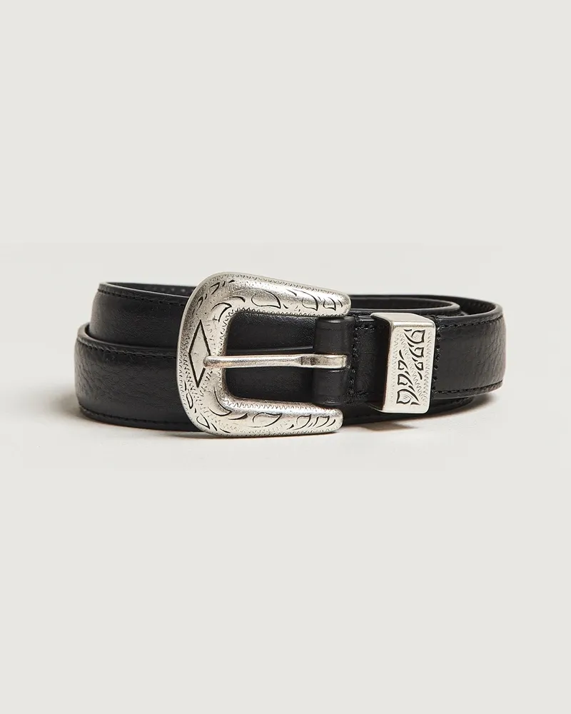Anderson's Grained Western Leather Belt 2,5 cm Black Schwarz