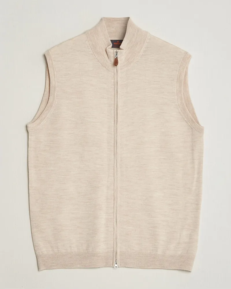 Morris Merino Zip Vest Off White Weiß