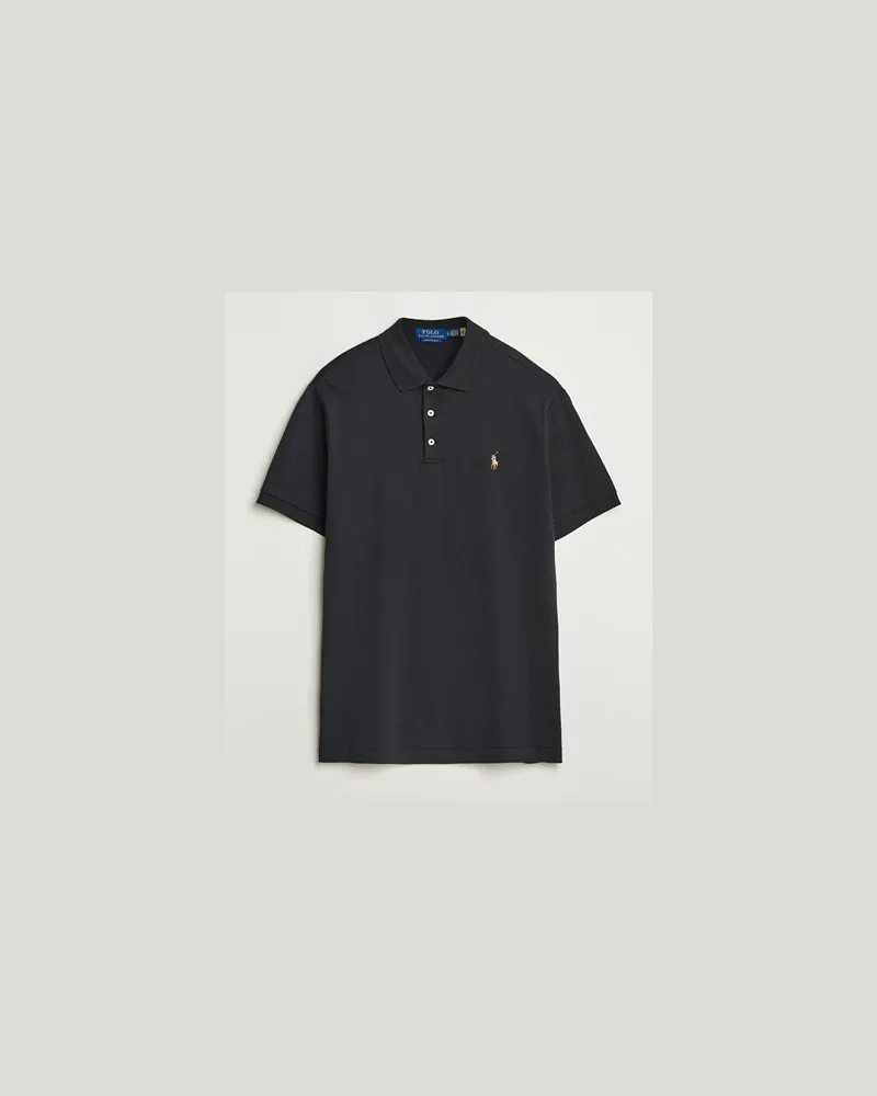Ralph Lauren Custom Slim Fit Cotton Polo Polo Black Schwarz
