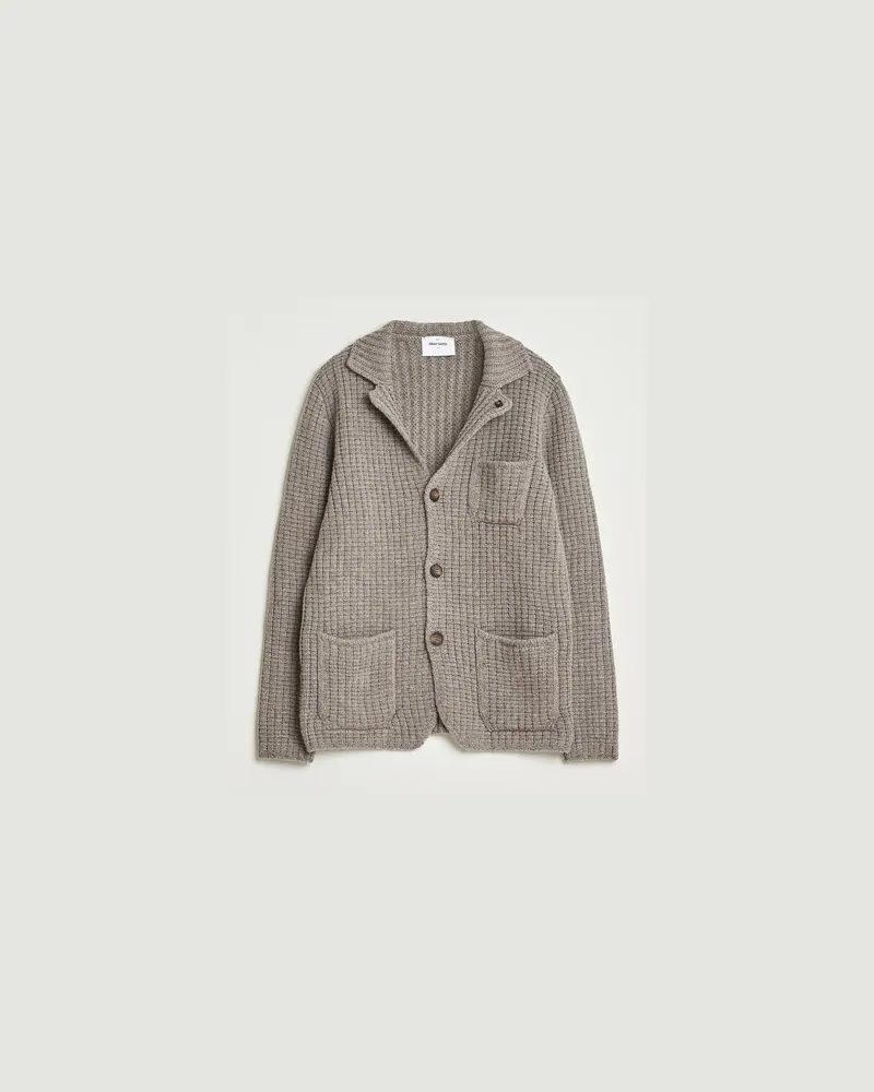 Gran Sasso Heavy Knitted Wool Cardigan Taupe Melange Grau