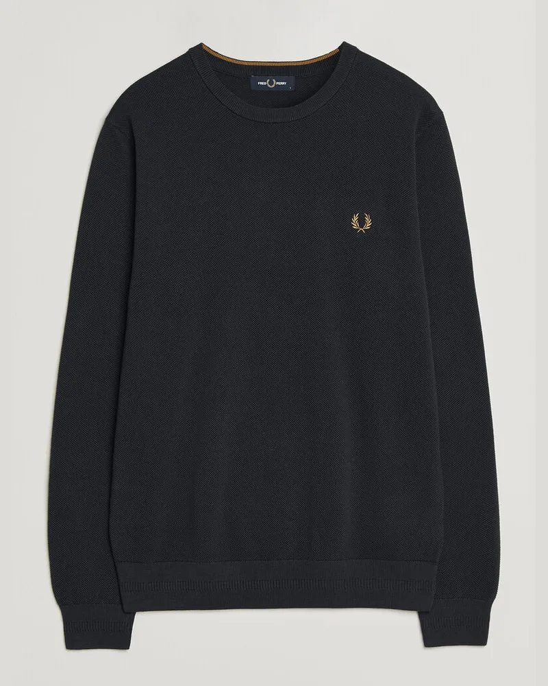 Fred Perry Piqué Stitched Sweater Navy Blau