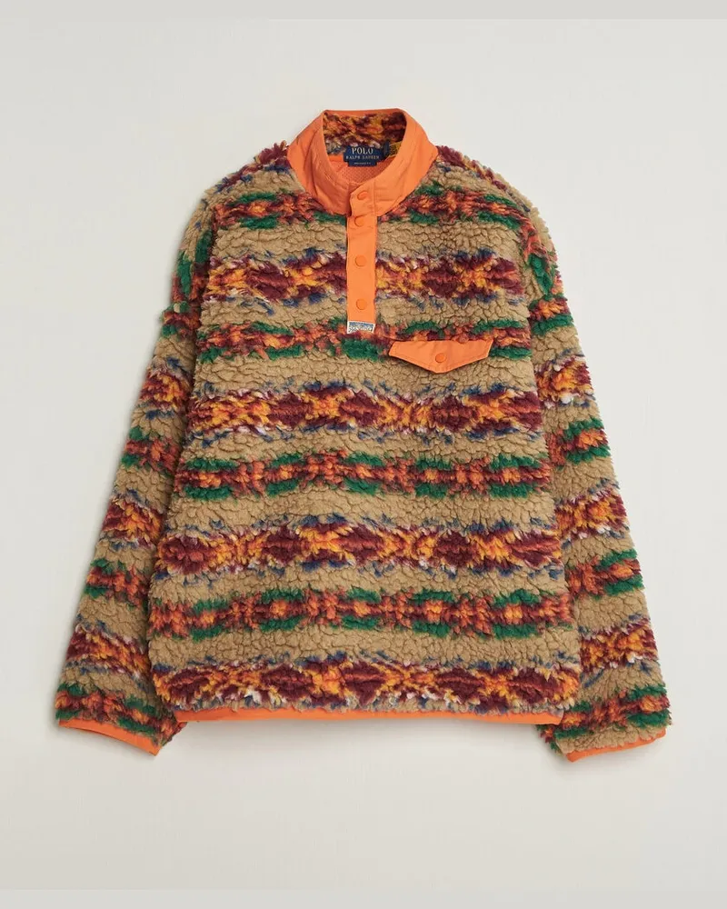 Ralph Lauren Shaggy Hi Pile Red Rock Fairisle Mehrfarbig