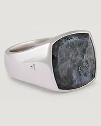 Tom Wood Cushion Larvikite Ring Silver Silber