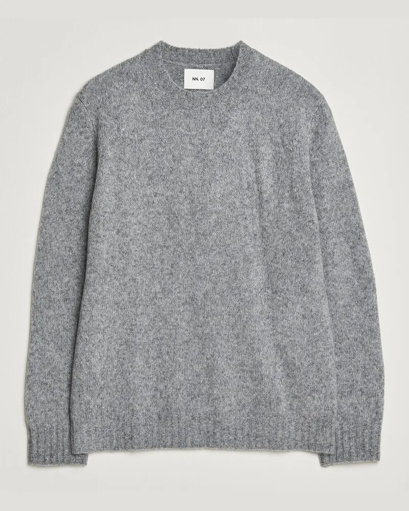 NN 07 Lee Wool Knitted Sweater Grey Melange Grau