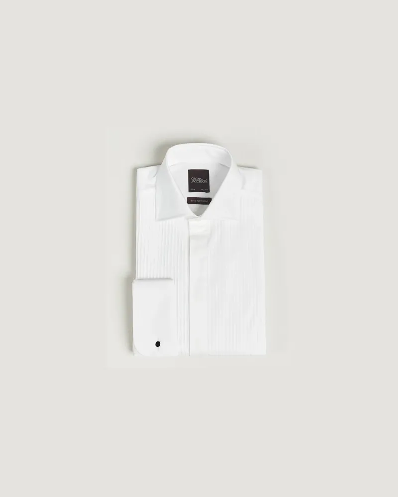 Oscar Jacobson Slim Fit Cut Away Tuxedo Double Cuff White Weiß