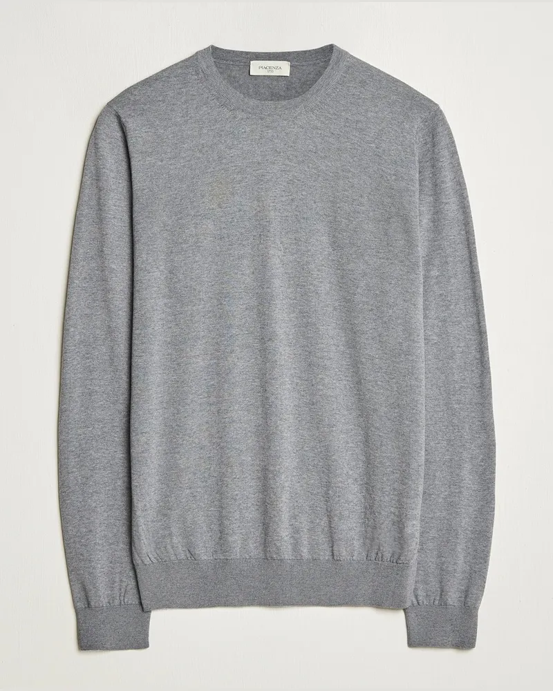 Piacenza Cashmere Merino Wool Crew Neck Sweater Light Grey Grau