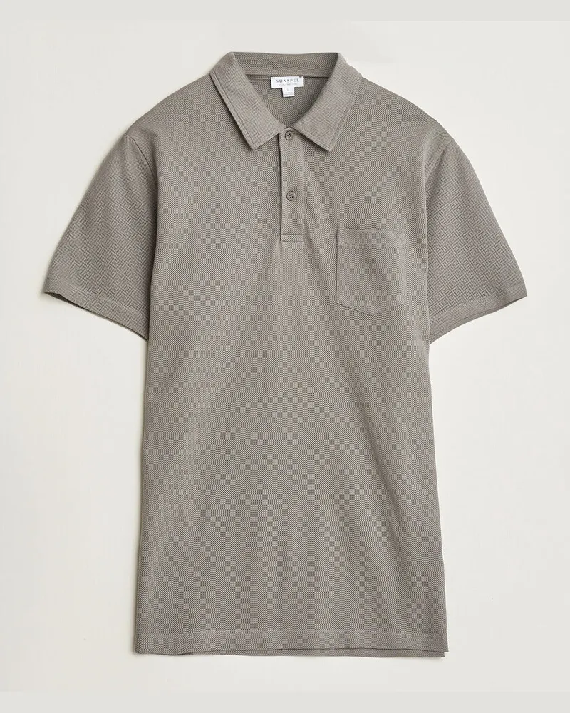 Sunspel Riviera Polo Shirt Smoke Grey Grau