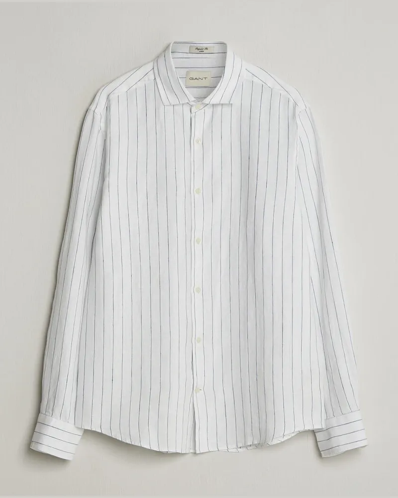 Gant Regular Fit Linen Striped Shirt White Weiß