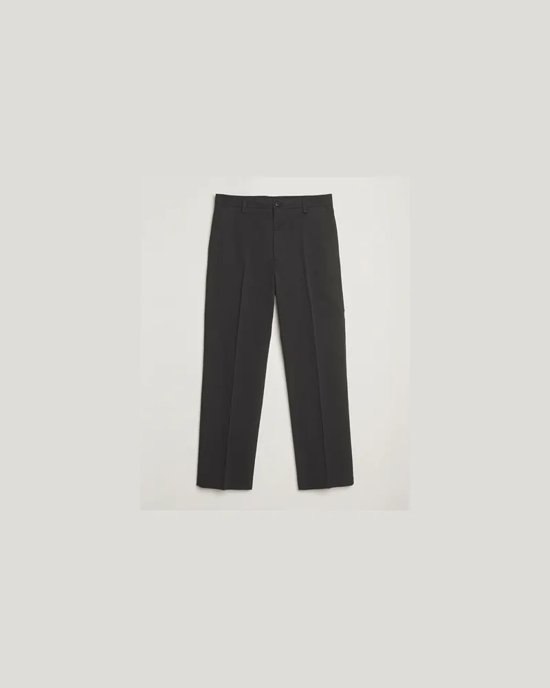 NN 07 Paw Cotton/Lyocell Pleated Trousers Black Schwarz