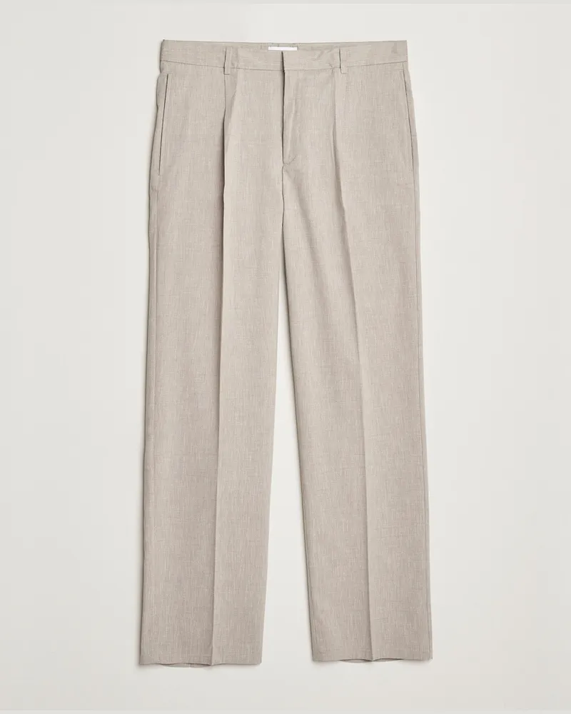 LES DEUX Reece Pleated Slub Suit Pants Light Sand Beige