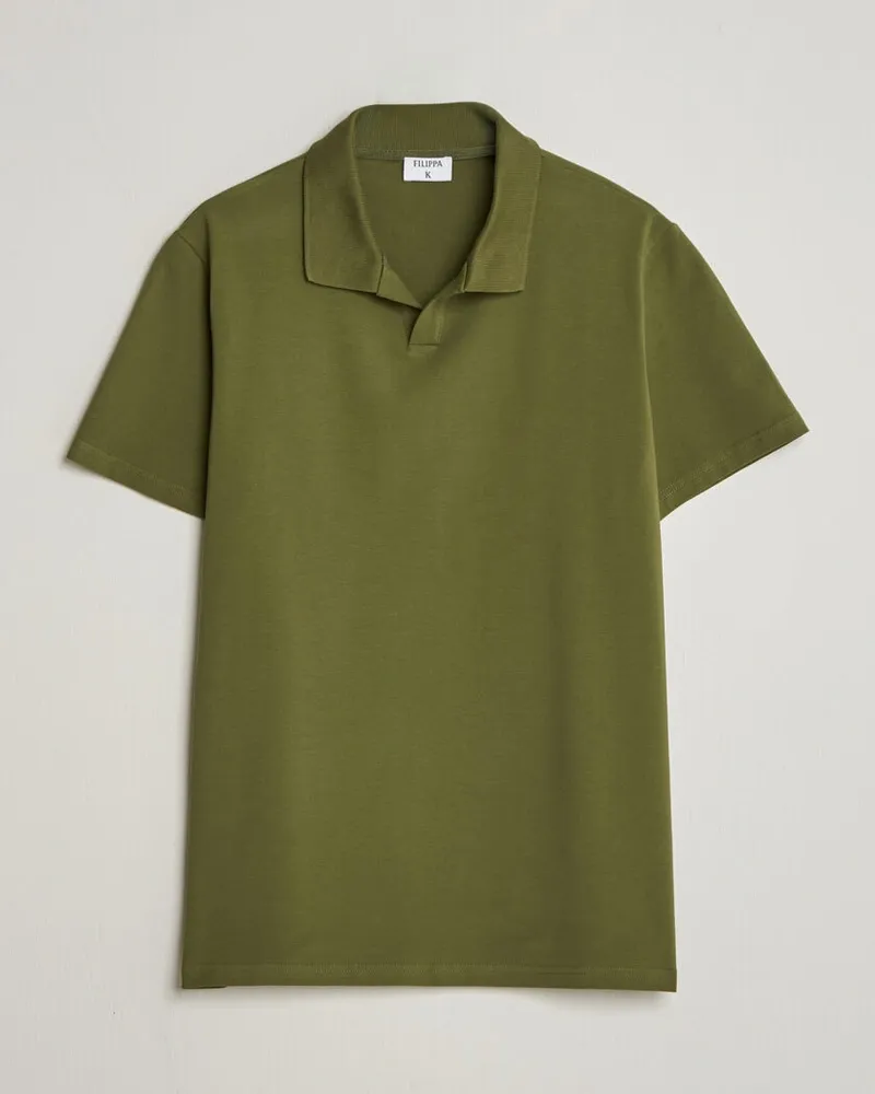 Filippa K Soft Lycra Polo T-Shirt Laurel Green Grün