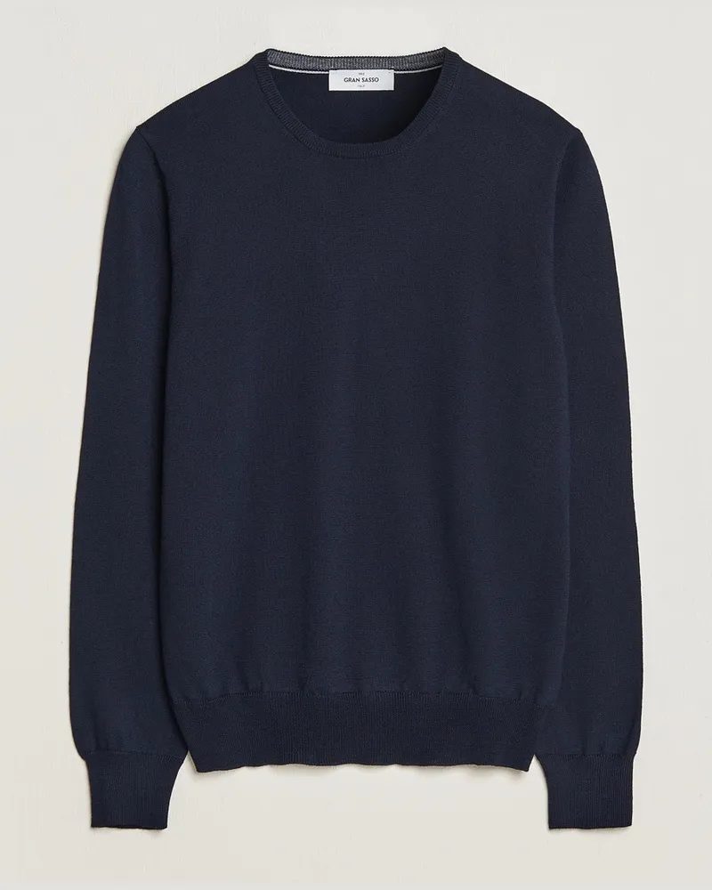 Gran Sasso Merino Fashion Fit Crew Neck Pullover Navy Blau