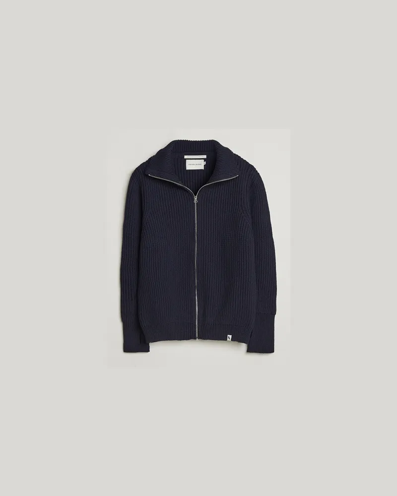 Peregrine Fisherman Merino Zip Cardigan Navy Blau