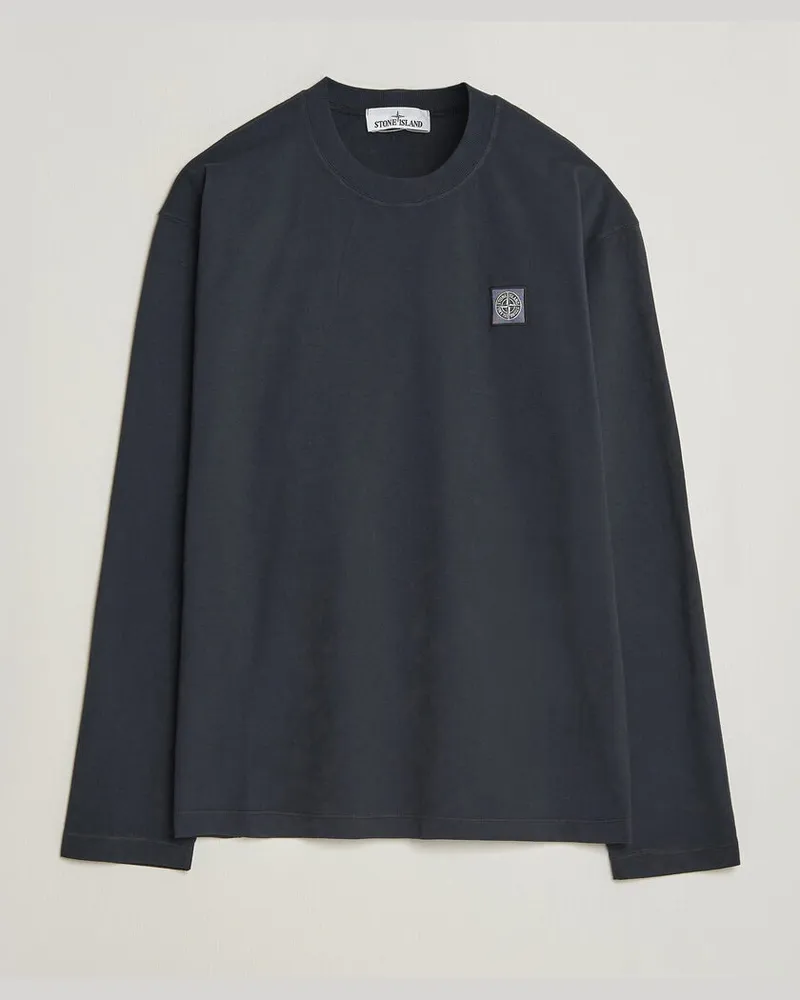 Stone Island Organic Cotton Jersey Long Sleeve T-Shirt Navy Blue Blau