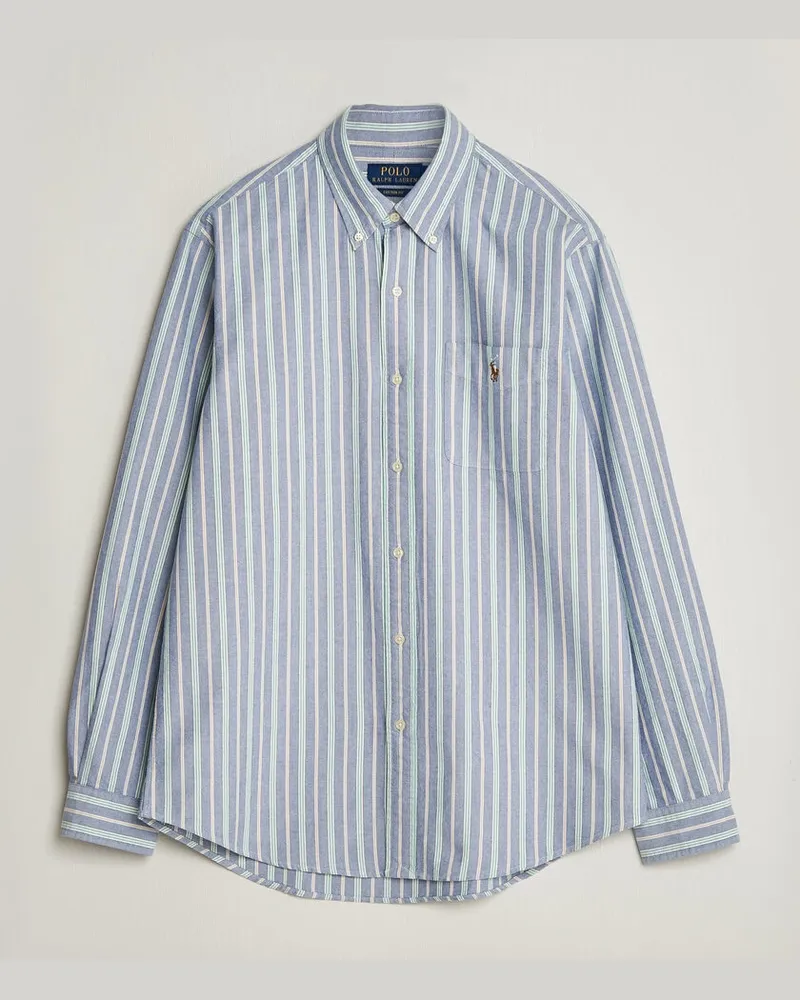 Ralph Lauren Custom Fit Striped Pocket Oxford Shirt Navy/Yellow Blau