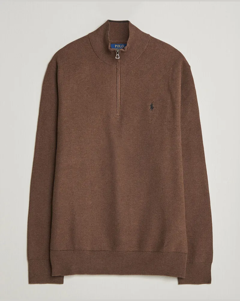 Ralph Lauren Textued Half-Zip Nutmeg Brown Heather Braun