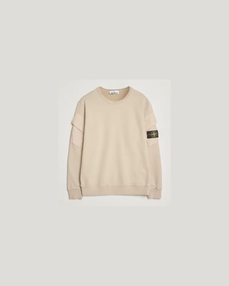 Stone Island Organic Cotton Fleece Arm Pocket Sweatshirt Desert Beige