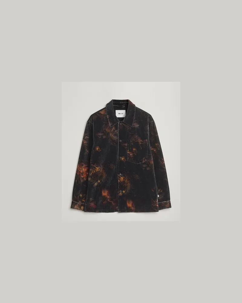NN 07 Blaze Printed Corduroy Overshirt Multi Schwarz