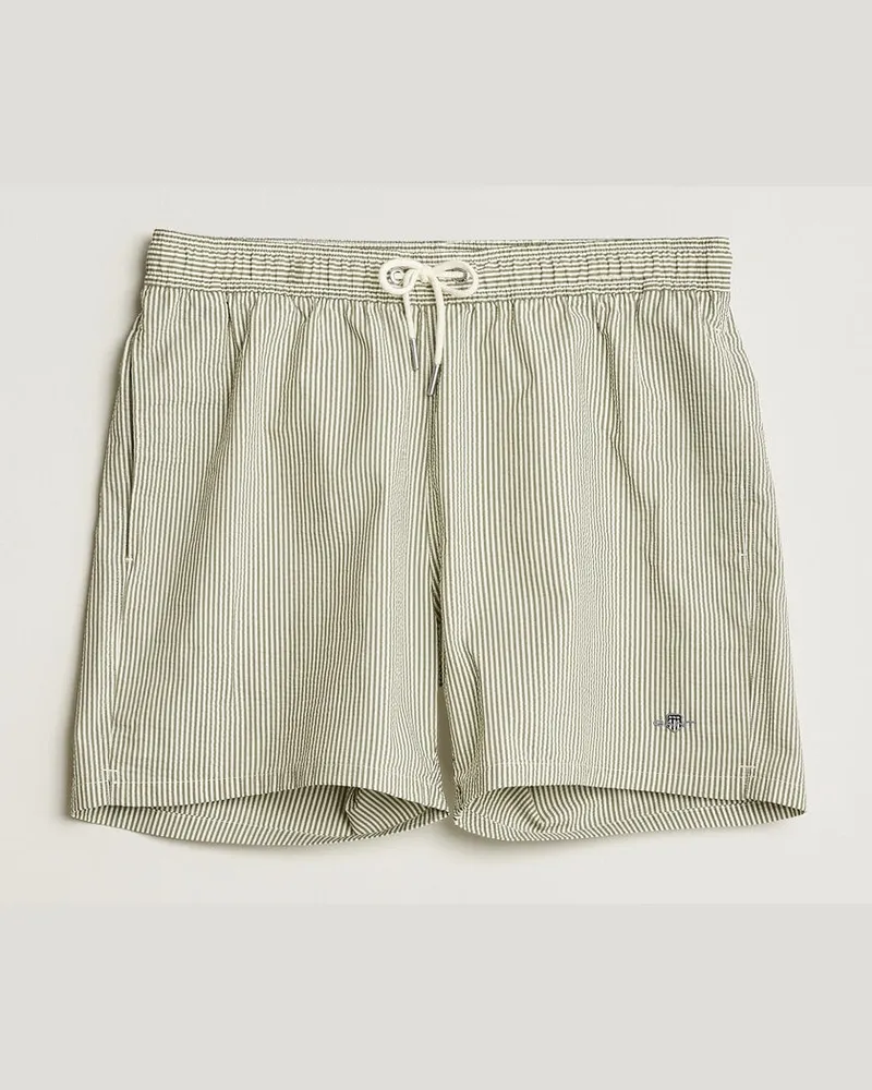 Gant Seersucker Striped Swimshorts Dry Herb Green Grün