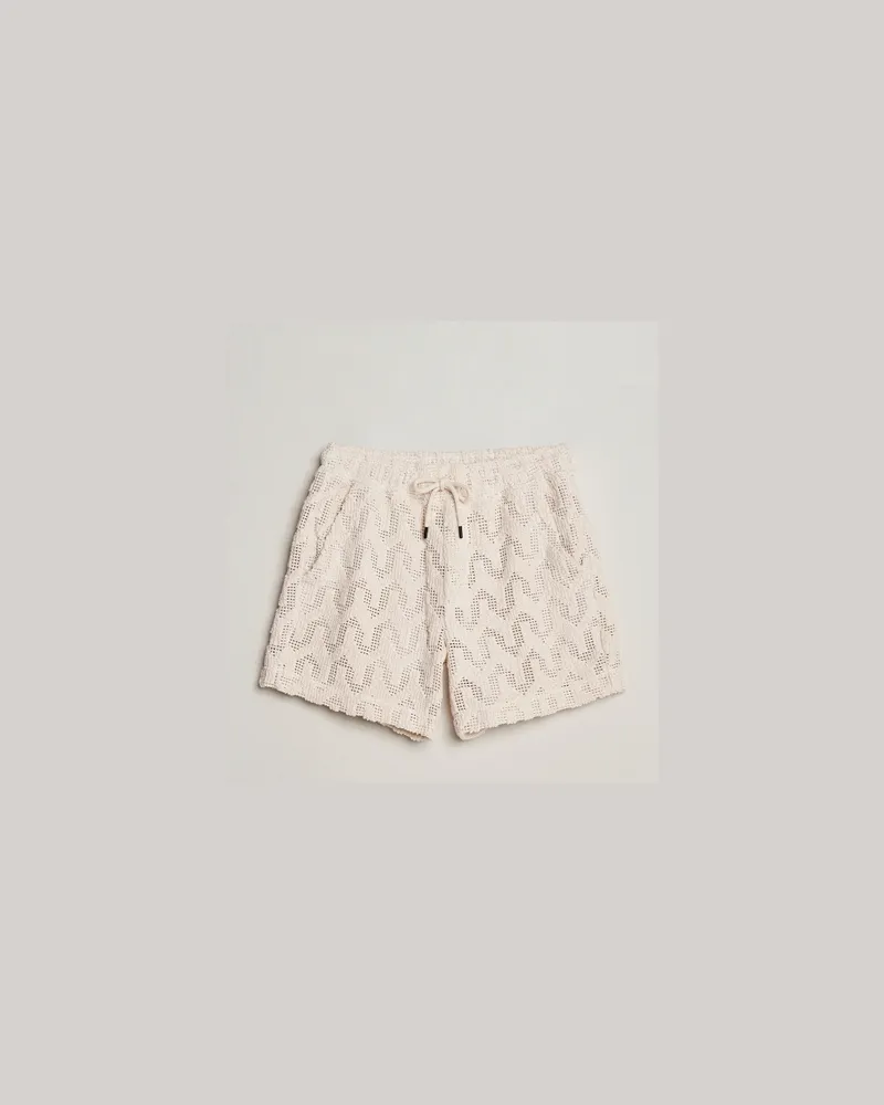 OAS Atlas Cuba Crochet Shorts Off White Beige