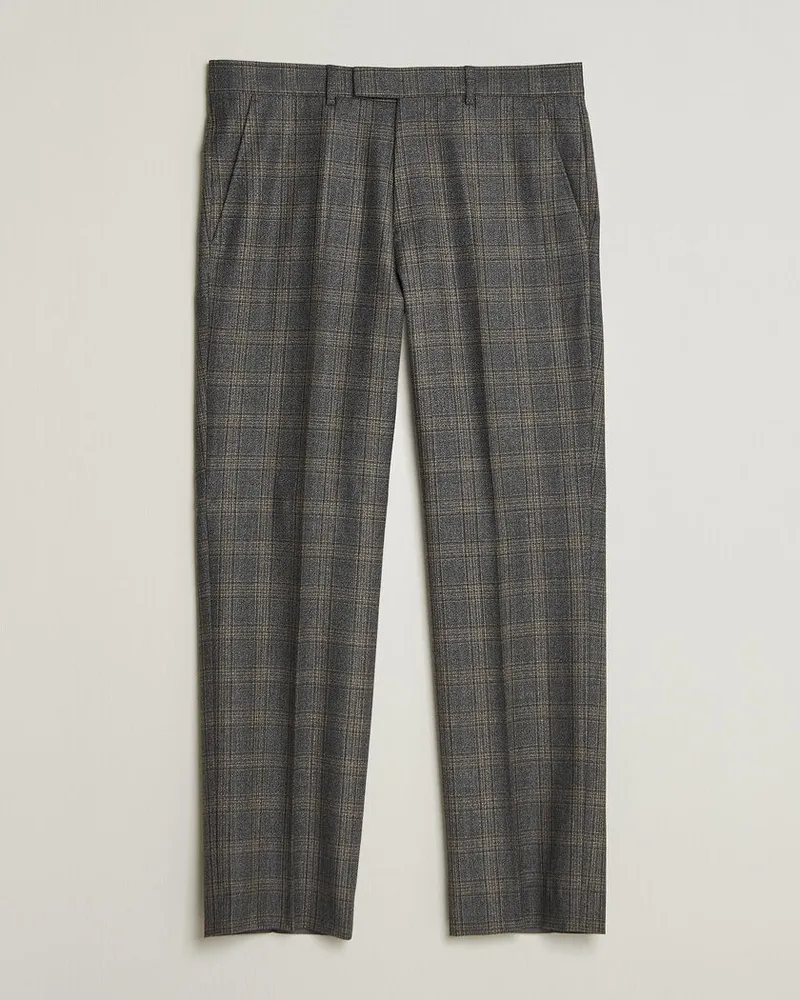 Gant Wool Glencheck Suit Trousers Ceramic Grey Grau