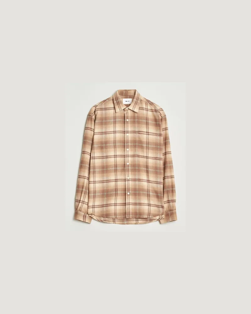 NN 07 Deon Flannel Checked Shirt Camel Braun