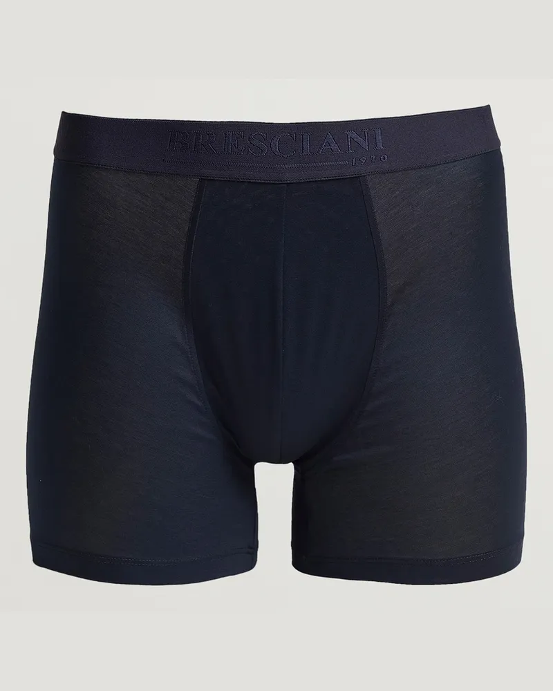 Bresciani Cotton Boxer Trunk Navy Blau