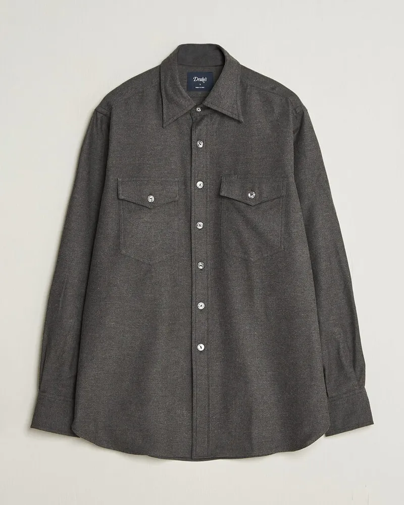 Drake's Drake Two Pocket Casual Shirt Grey Grau