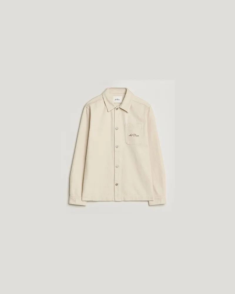 LES DEUX Layton Faience Twill Overshirt Ivory Weiß