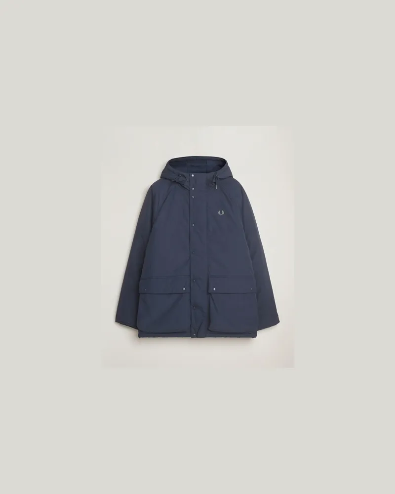 Fred Perry Stockport Padded Hooded Jacket Dark Airforce Blau