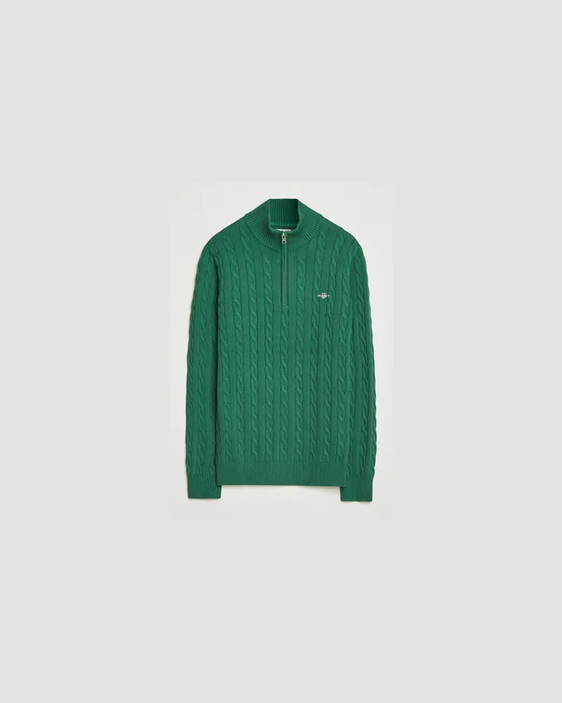 Gant Cotton Cable Half Zip Forest Green Grün