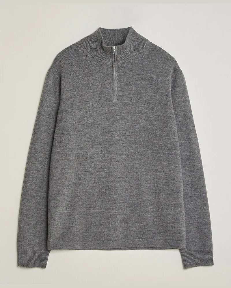 Tiger of Sweden Travis Wool Half Zip Concrete Melange Grau
