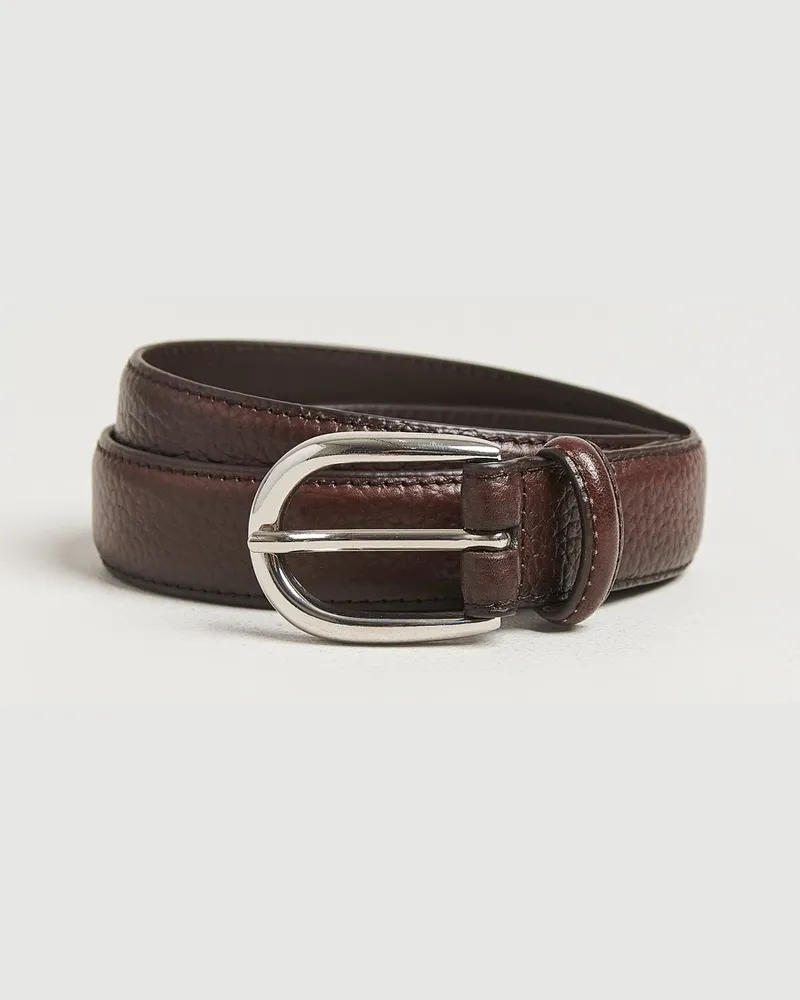 Loake 1880 Harry Grained Leather Belt Dark Brown Braun
