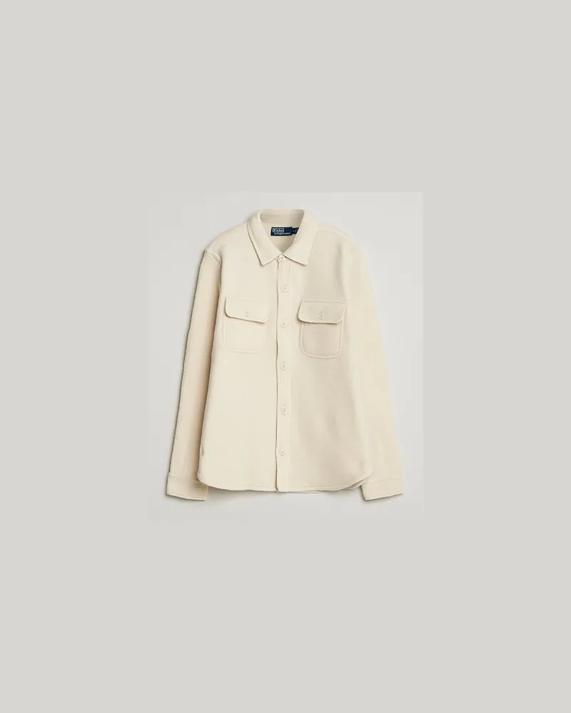 Ralph Lauren Felted Wool Pocket Shirt Andover Cream Weiß